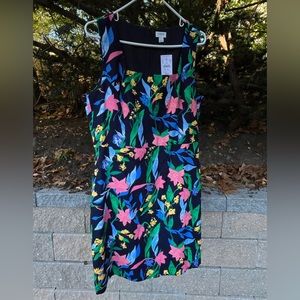 J Crew floral print dress. Like new w/tags. 100% cotton w 100% poly lining